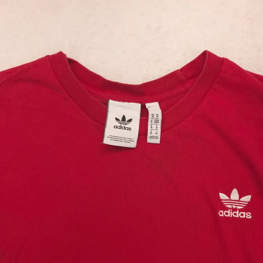 Adidas Casual Crew Neck Short Sleeve Graphic T Shirt Mens Size M Red White